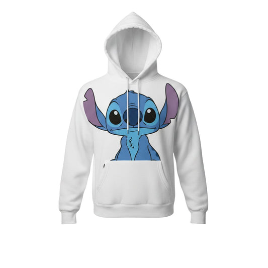 Prewornwholesale Disney Lilo & Stitch grey cotton blend pullover hoodie with Stitch graphic print and drawstring hood