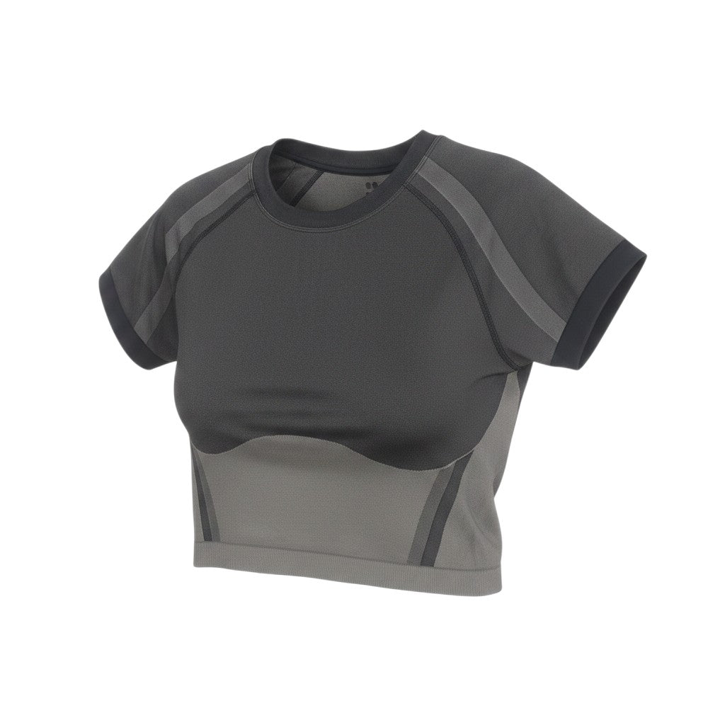 Sweaty Betty Women Grey Cropped Athletic Short Sleeve T-Shirt M