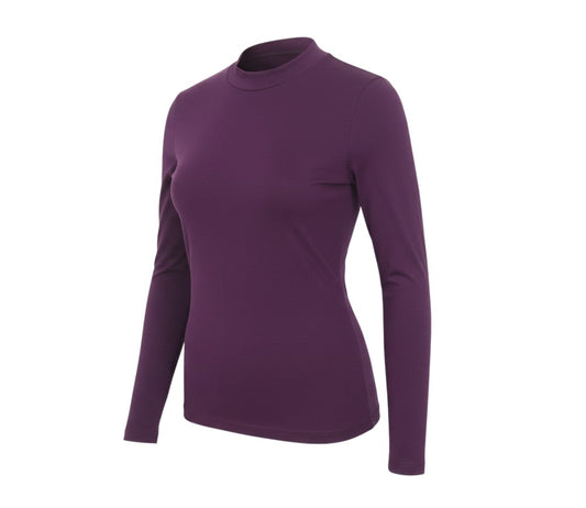 Prewornwholesale Sweaty Betty purple bamboo blend long sleeve gym top with a crew neckline and athletic fit