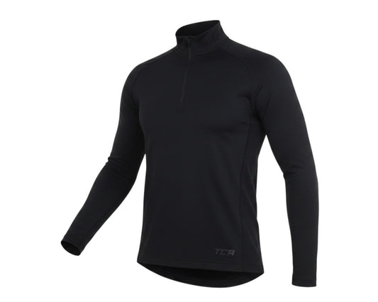 Prewornwholesale TCA women's black polyester pullover with a high neck and quarter-zip closure