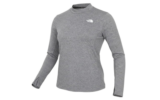 Prewornwholesale The North Face women's grey long sleeve active t-shirt with thumbholes and chest logo