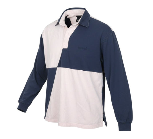 Prewornwholesale Toggi navy and pale pink colourblock cotton Henley sweatshirt with a collared button placket