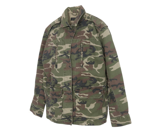 Topshop Women Green UK 8 Camouflage Cotton Military Jacket