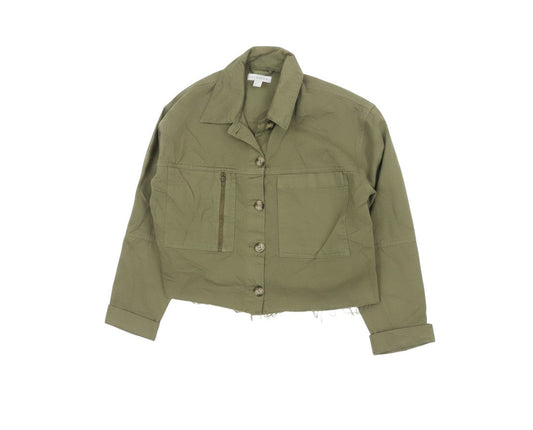 Topshop Womens Green XS Cropped Military Cotton Jacket