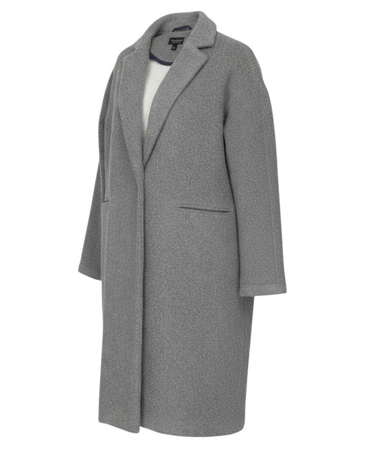 Prewornwholesale Topshop grey wool-blend longline overcoat with snap front closure and side pockets