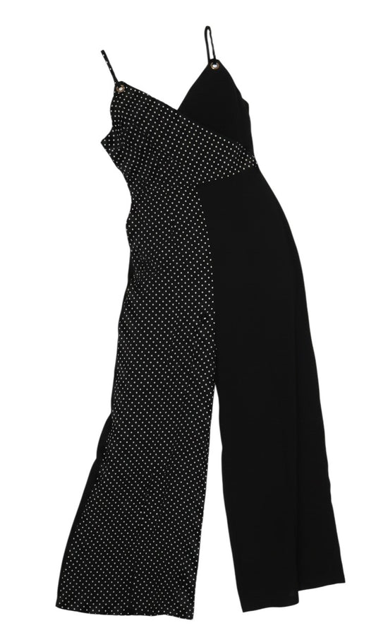 Prewornwholesale Topshop black and white polka dot wide-leg strappy jumpsuit with asymmetric bodice detail