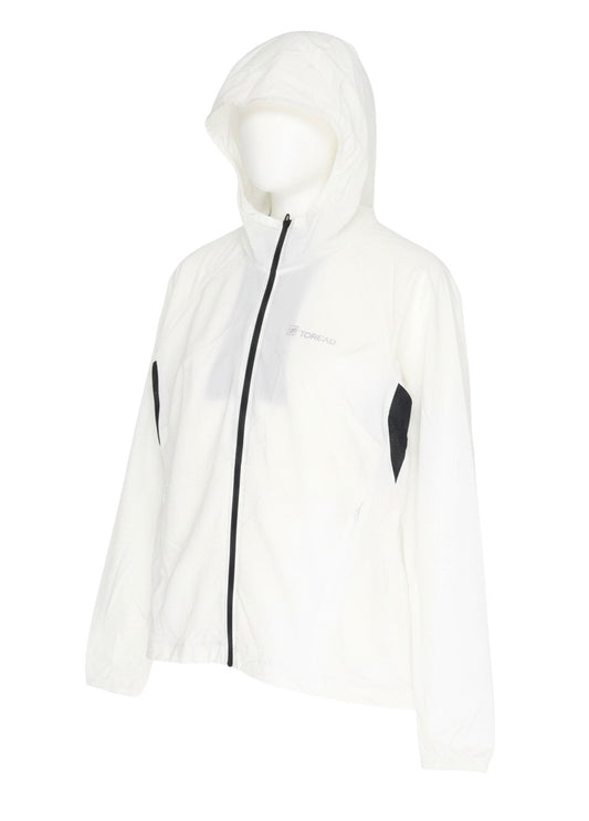 Prewornwholesale Toread women's ivory hooded windbreaker jacket in lightweight polyester with full zip and side pockets
