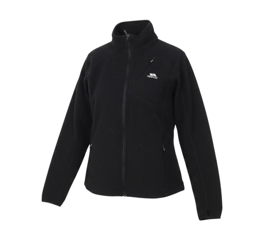 Prewornwholesale Trespass women's black polyester full zip activewear jacket with long sleeves and high neck
