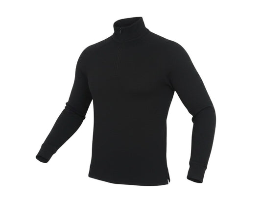 Prewornwholesale Trespass unisex black pullover with a high neck and quarter-zip closure in a lightweight knit fabric.