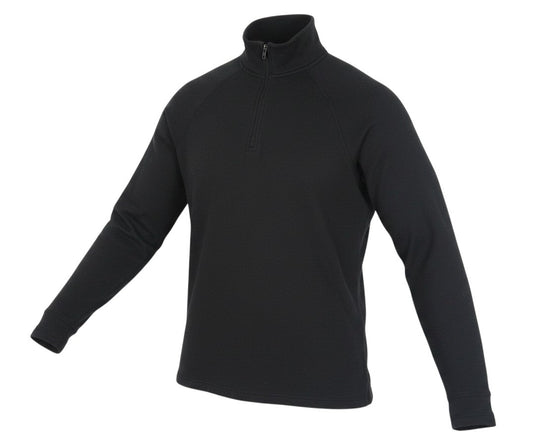 Prewornwholesale Trespass women's black long sleeve top with a high neck and 1/4 zip closure.