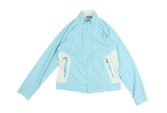 Prewornwholesale Trespass women's light blue fleece track jacket with white side panels and zipped pockets