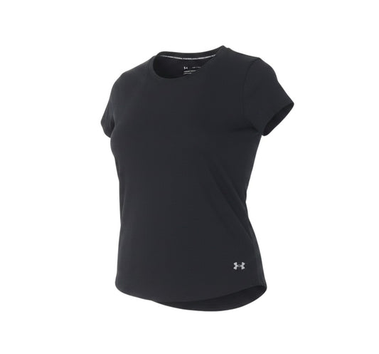 Prewornwholesale Under Armour women's black fitted performance T-shirt with crew neck and HeatGear technology