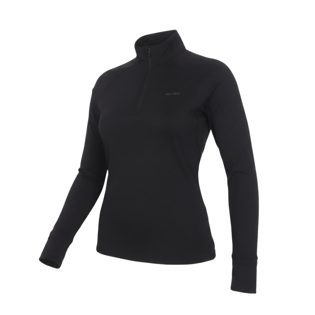 USA Pro Womens Black Slim Fit 1/4 Zip Long Sleeve Activewear Top Size 10