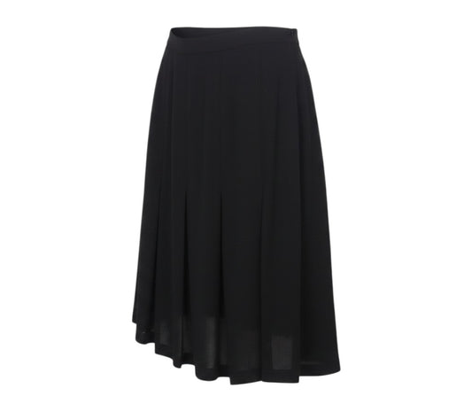 Prewornwholesale Vanger black wool A-line knee-length skirt with pleated detailing and side zip fastening.