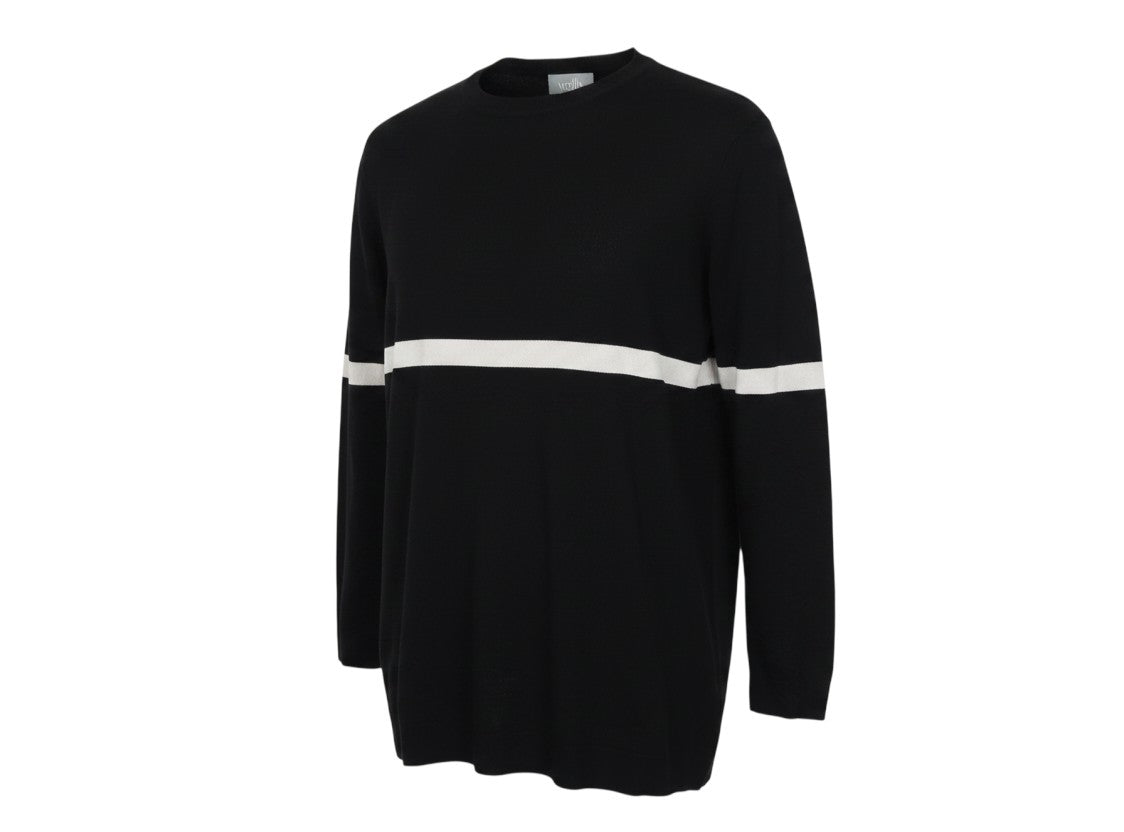 Prewornwholesale Wallis black and white striped long sleeve tunic jumper in fine-gauge knit fabric