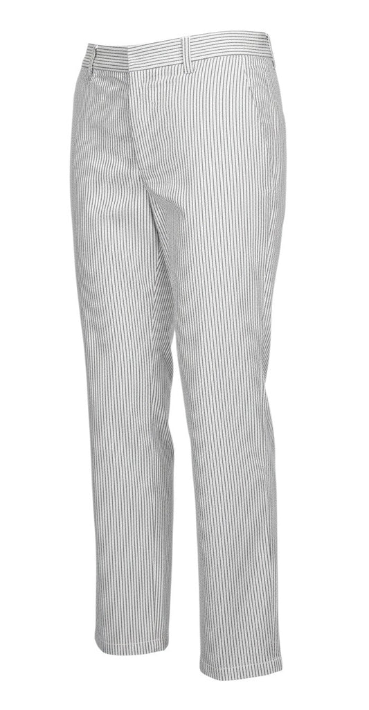 Marks & Spencer Women's White Blue Stripe UK 14 Regular Chino Trousers