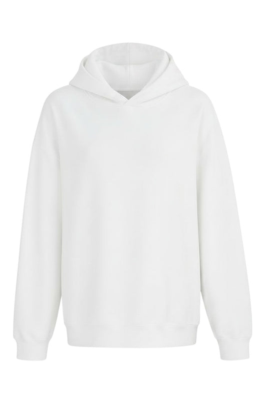 Prewornwholesale Disney white fleece pullover hoodie with long raglan sleeves and a comfortable hooded neckline.