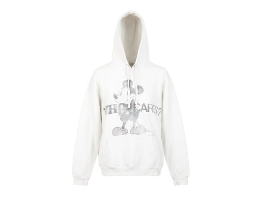 Prewornwholesale white cotton blend Disney Mickey Mouse graphic pullover hoodie with drawstring hood