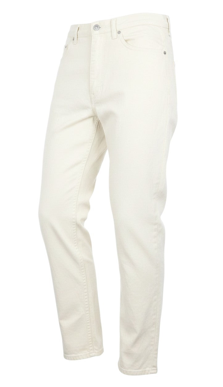 Prewornwholesale womens white skinny jeans with classic five-pocket styling and button fly closure