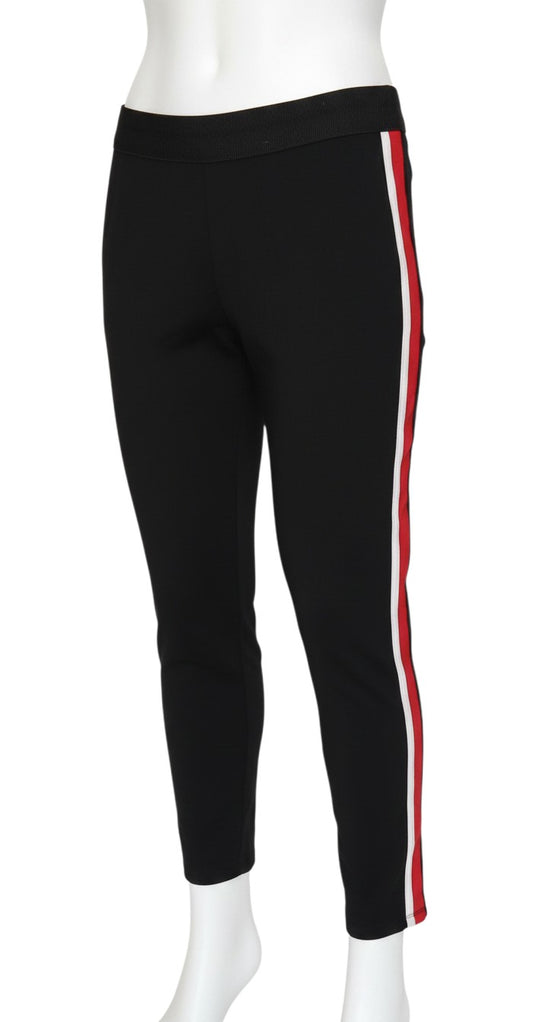 Prewornwholesale Zara Basic black stretch leggings with red and white side stripes and a wide elasticated waistband.