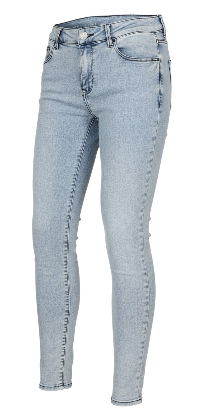 Prewornwholesale Zara women's light blue denim jegging leggings with a slim fit and classic five-pocket styling.