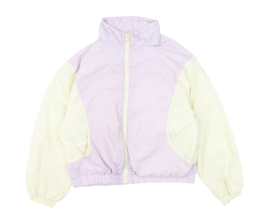 Prewornwholesale Zara women's multicoloured nylon track jacket with a full zip closure and pastel colourblock design.