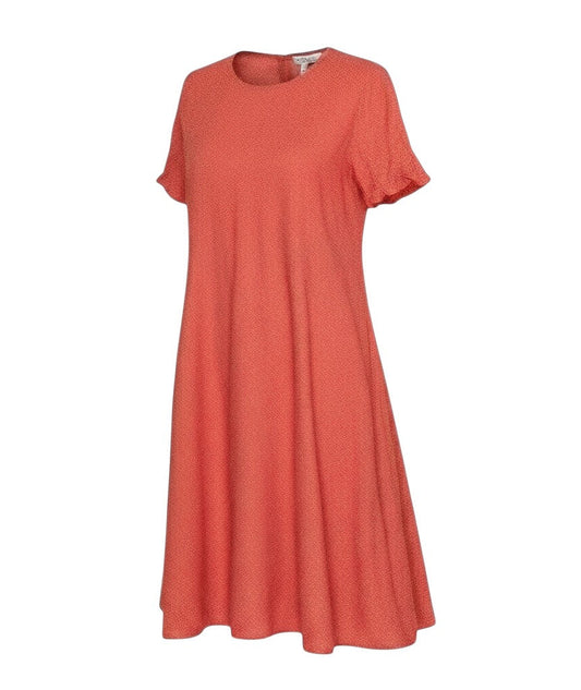 Prewornwholesale Zara red A-line knit dress with short sleeves and a round neckline in a soft viscose blend